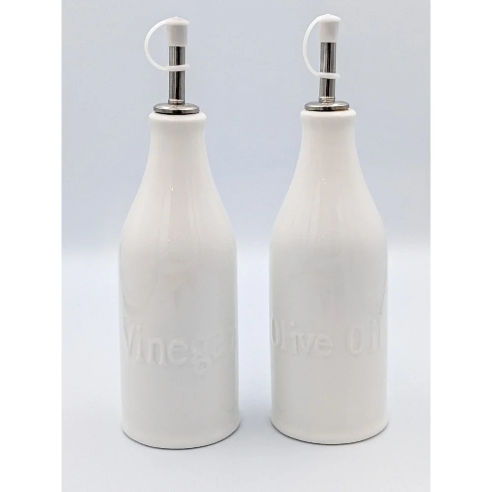 WM Bartleet & Sons White Porcelain Olive Oil & Vinegar Cruet Set